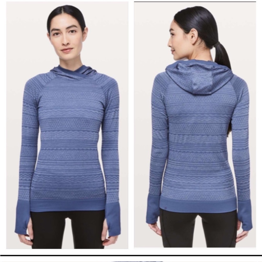 Lululemon Rest Less Hoodie Gatsby Blue/White Size 10
